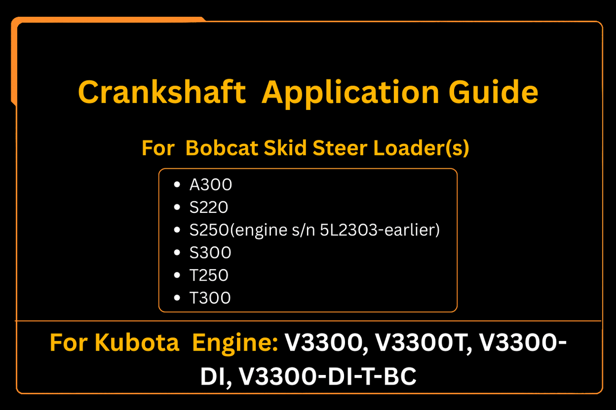 Crankshaft for Kubota V3300 V3300 - DI Engine Aftermarket Replacement For Bobcat Skid Loader S250 - Fab Heavy Parts