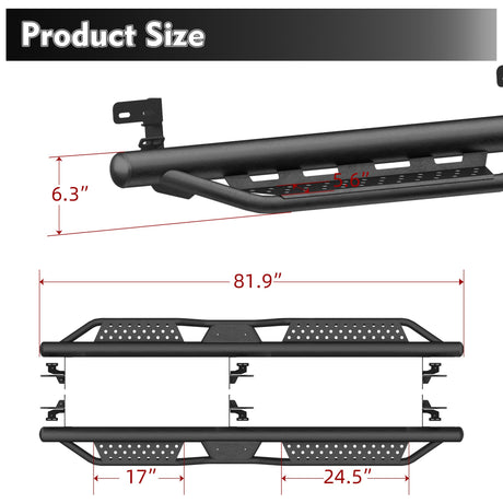 Crew Cab Running Boards Heavy - Duty Steel Dual Stair Designs Fits for 2009 - 2018 Dodge Ram 1500 2019 - 2024 1500 Classic 2010 - 2024 Ram 2500 and 3500 - Fab Heavy Parts