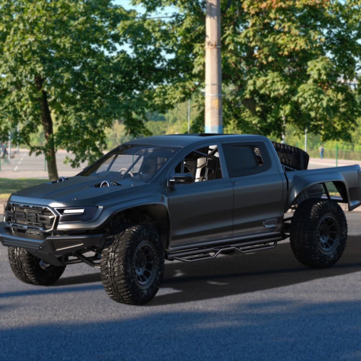 Crew Cab Running Boards Heavy - Duty Steel Dual Stair Designs Fits for 2009 - 2018 Dodge Ram 1500 2019 - 2024 1500 Classic 2010 - 2024 Ram 2500 and 3500 - Fab Heavy Parts