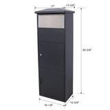 Large Package Delivery Parcel Mail Drop Box Floor Lockable Drop Slot Mail Box with Parcel Compartment--Black