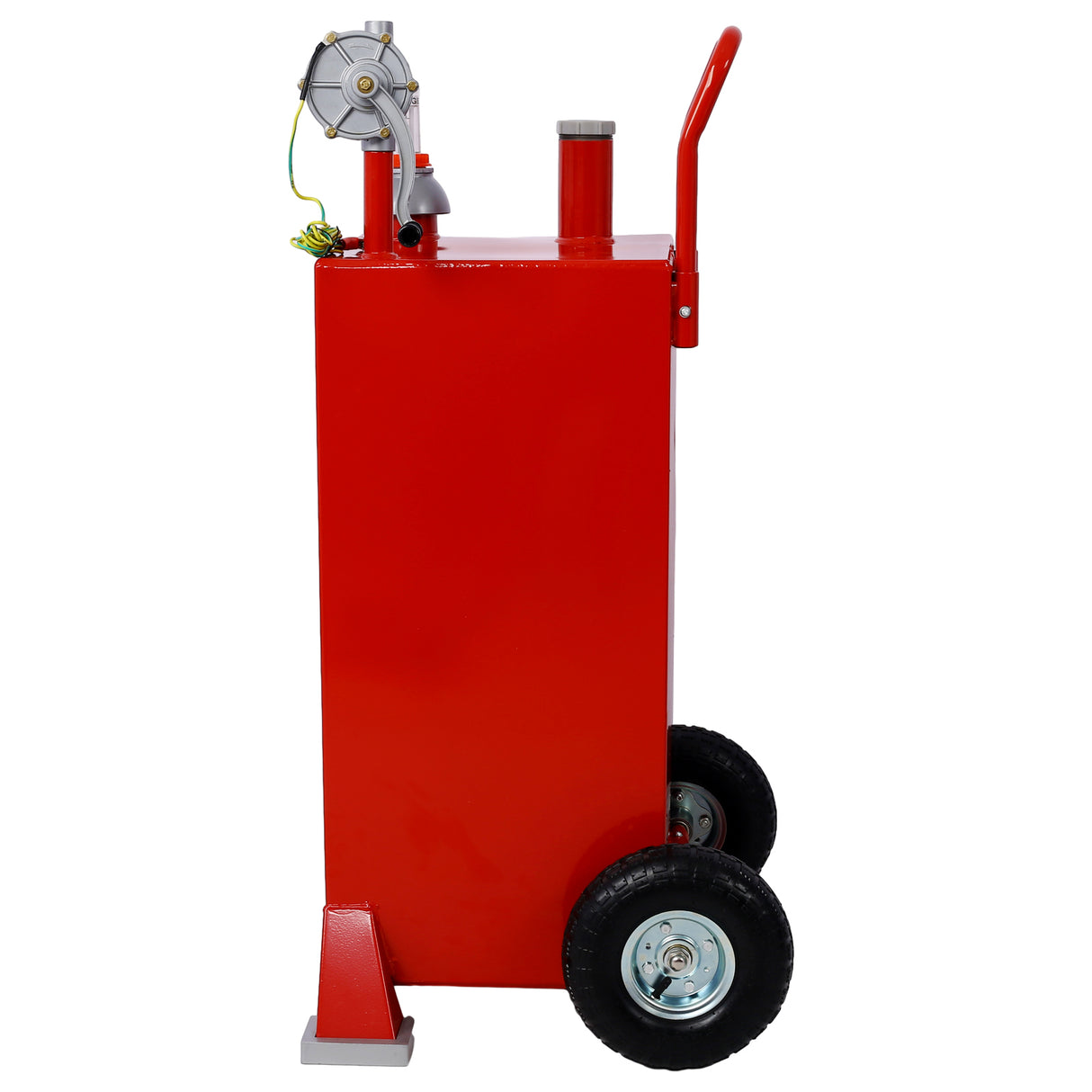 30 Gallon Gas Caddy With Wheels Reversible Rotary Hand Siphon Pump Storage--Red