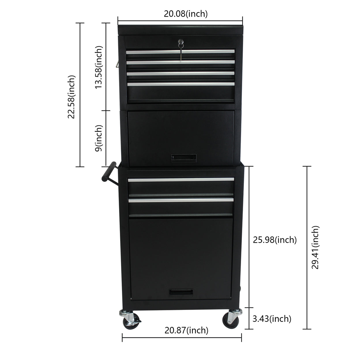 6-Drawer Tool Storage Cabinet High Capacity Rolling Chest with Wheels and Drawers Black