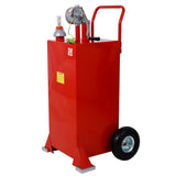 30 Gallon Gas Caddy With Wheels Reversible Rotary Hand Siphon Pump Storage--Red