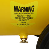 Compresor de aire silencioso de 2.5 hp 13 galones Tienda eléctrica sin aceite sin aceite Ligero con ruedas Nivel de ruido de 70 dba con válvula de drenaje automática amarillo