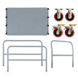 Steel Panel Truck Heavy Duty Drywall Lumber Cart Platform Flat 2000lbs 6" Swivel Brake Casters with 1 Front and 2 Side Handrails 36''x24''--Grey