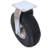 4PCS 10IN Pneumatic Tire(2PCS Swivel +2PCS Rigid) Caster Wheel Swivel Plate Steel Hub with Ball Bearings 5/8-Inch Bore Centered Axle Black