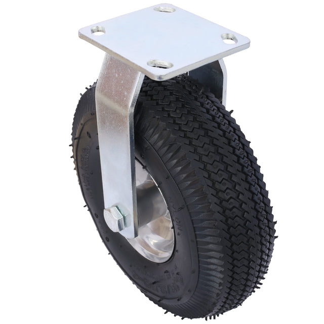 4PCS 10IN Pneumatic Tire(2PCS Swivel +2PCS Rigid) Caster Wheel Swivel Plate Steel Hub with Ball Bearings 5/8-Inch Bore Centered Axle Black