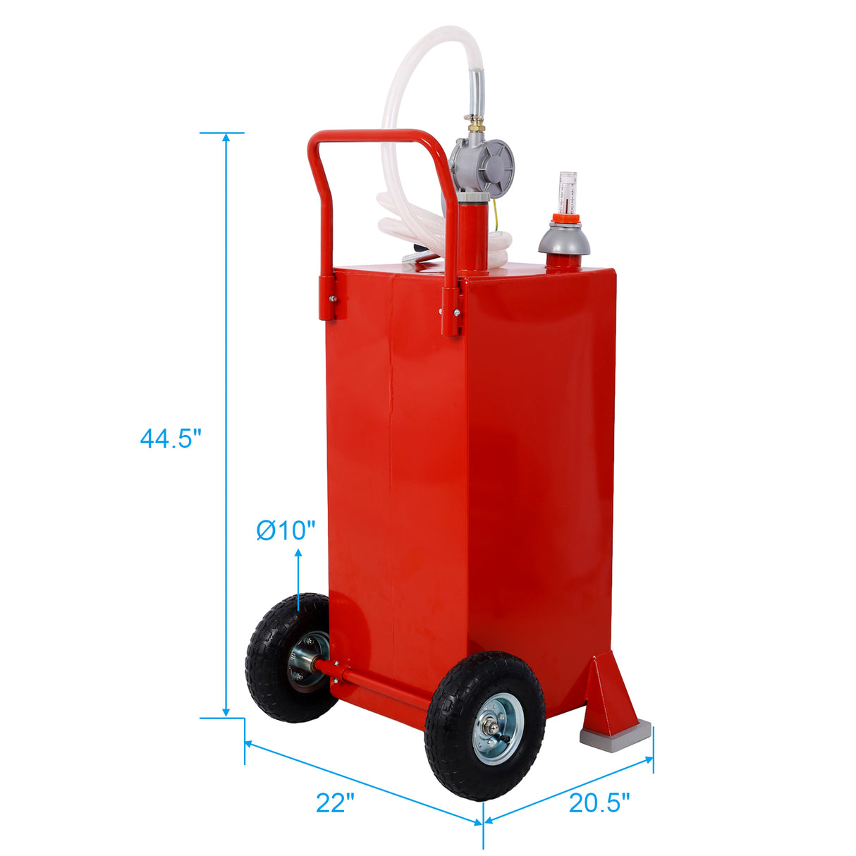 30 Gallon Gas Caddy With Wheels Reversible Rotary Hand Siphon Pump Storage--Red