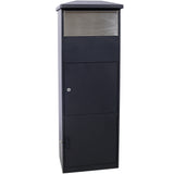 Large Package Delivery Parcel Mail Drop Box Floor Lockable Drop Slot Mail Box with Parcel Compartment--Black