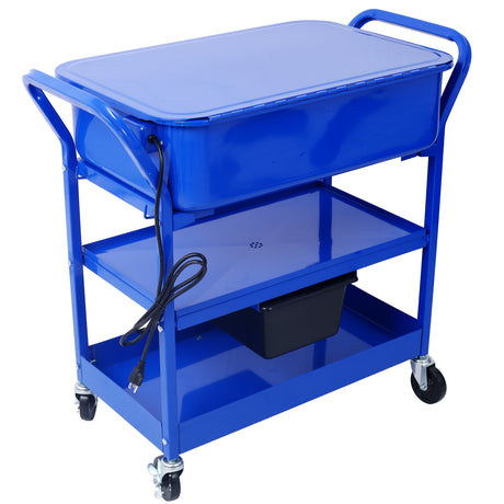 Mobile Parts Washer 20 Gallon Capacity with Water Based Cleaning Solutions Heavy Duty 20 Gauge Steel 325 GPH Pump Power with Drain Tray