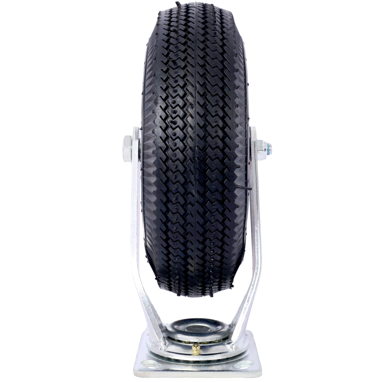 4PCS 10IN Pneumatic Tire(2PCS Swivel +2PCS Rigid) Caster Wheel Swivel Plate Steel Hub with Ball Bearings 5/8-Inch Bore Centered Axle Black