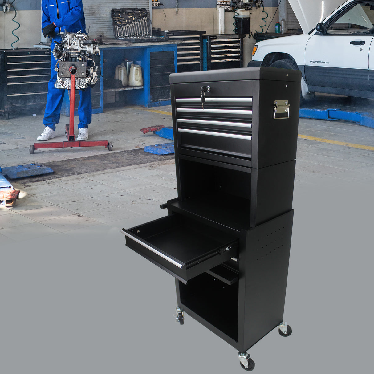 6-Drawer Tool Storage Cabinet High Capacity Rolling Chest with Wheels and Drawers Black