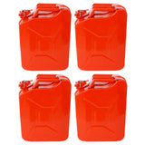 4 PCS 20 Liter/5 Gallon Jerry Fuel Can with Flexible Spout Portable Jerry Cans Fuel Tank Steel Fuel Can--Red
