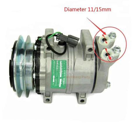 DKS15CH A/C Compressor 203979 - 6931 Fits for Komatsu Excavator PC120 PC120 - 6 PC120 - 6H PC120 - 6J PC120 - 6S PC120 - 6Z PC120LC - 6E0 PC400LC - 7 PC400LC - 7 - M1 PC400LC - 7E0 - Fab Heavy Parts