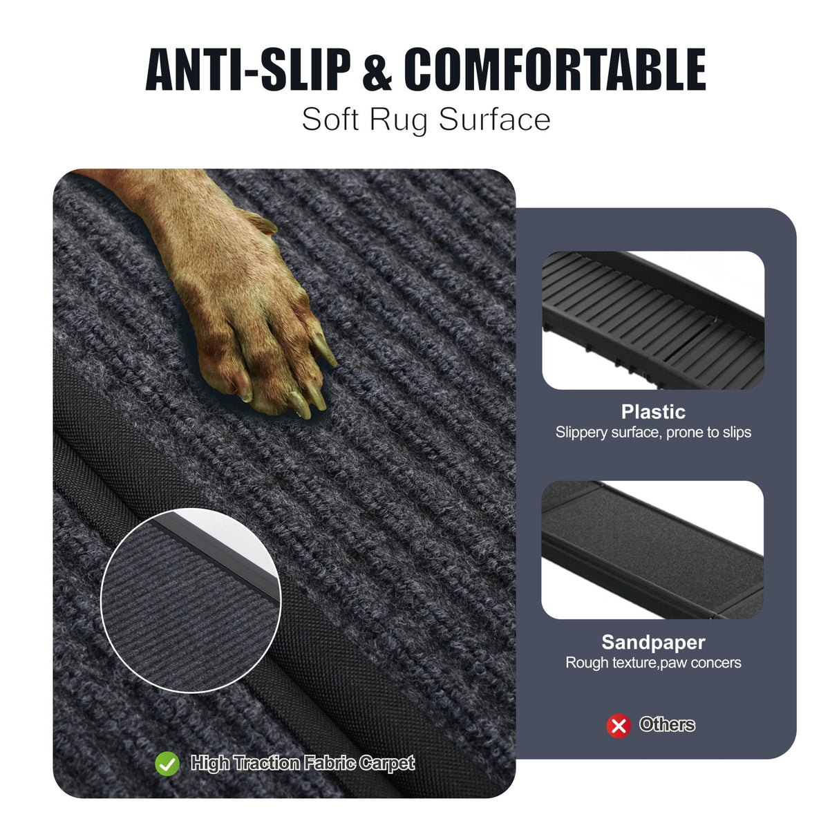 Dog Ramp for Car 65"X17.2" Large Folding Pet Stair Ramps for Truck SUV with Non - Slip Surface Outdoor Dog Car Ramp for Medium & Large Dogs - Fab Heavy Parts