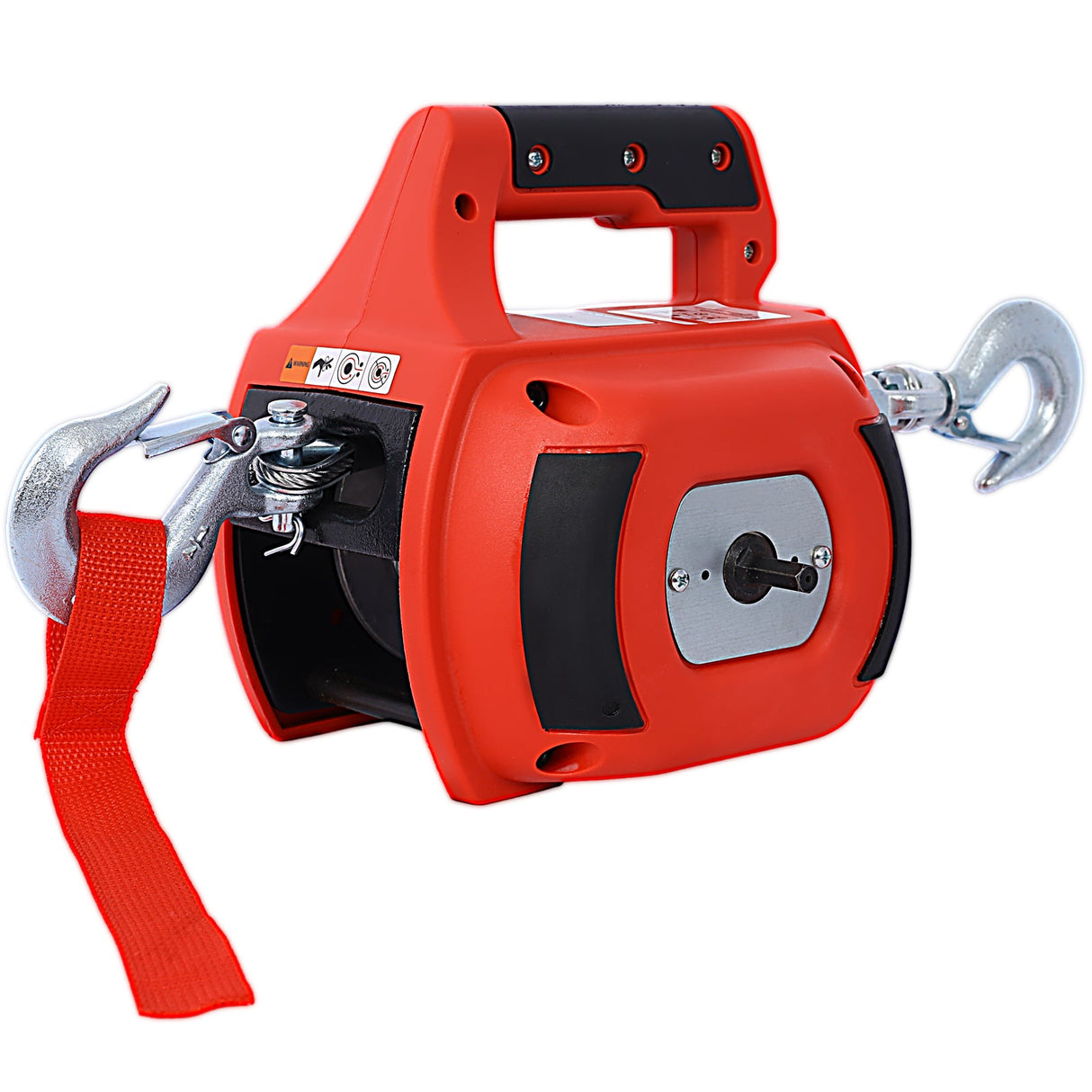 Drill Winch Hoist Portable 750 LB Capacity with 40 Feet Steel Wire - Red - Fab Heavy Parts