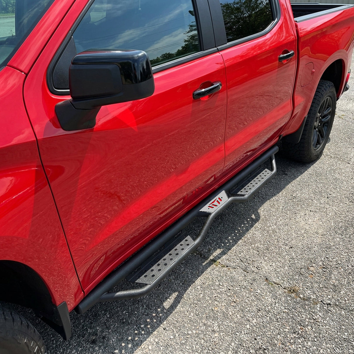 Drop Running Boards Side Steps Compatible with 2015 - 2026 Chevy Colorado & GMC Canyon Crew Cab (4 Full Size Doors) Two Stairs Design Bolt - on Side Steps Nerf Bar Black Powder Coated - Fab Heavy Parts