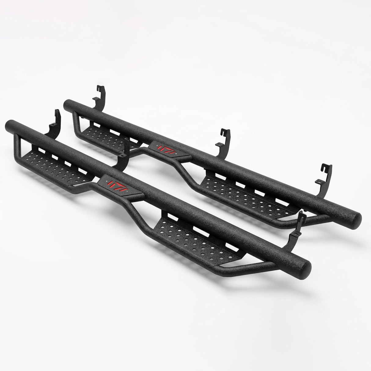 Drop Running Boards Side Steps Compatible with 2015 - 2026 Chevy Colorado & GMC Canyon Crew Cab (4 Full Size Doors) Two Stairs Design Bolt - on Side Steps Nerf Bar Black Powder Coated - Fab Heavy Parts