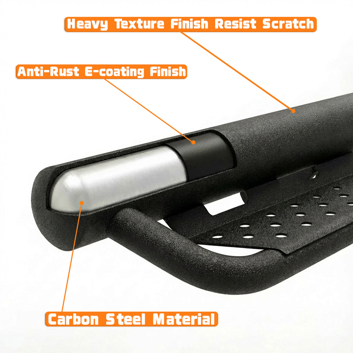 Drop Running Boards Side Steps Compatible with 2015 - 2026 Chevy Colorado & GMC Canyon Crew Cab (4 Full Size Doors) Two Stairs Design Bolt - on Side Steps Nerf Bar Black Powder Coated - Fab Heavy Parts