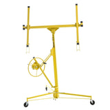 Drywall Lift 11 FT Drywall Panel Hoist Construction Rolling Caster Wheel Lockable Tool Jack Lifter Jack Drywall Lift Construction Tools - Yellow - Fab Heavy Parts