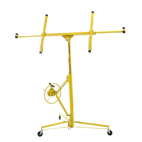 Drywall Lift 11 FT Drywall Panel Hoist Construction Rolling Caster Wheel Lockable Tool Jack Lifter Jack Drywall Lift Construction Tools - Yellow - Fab Heavy Parts