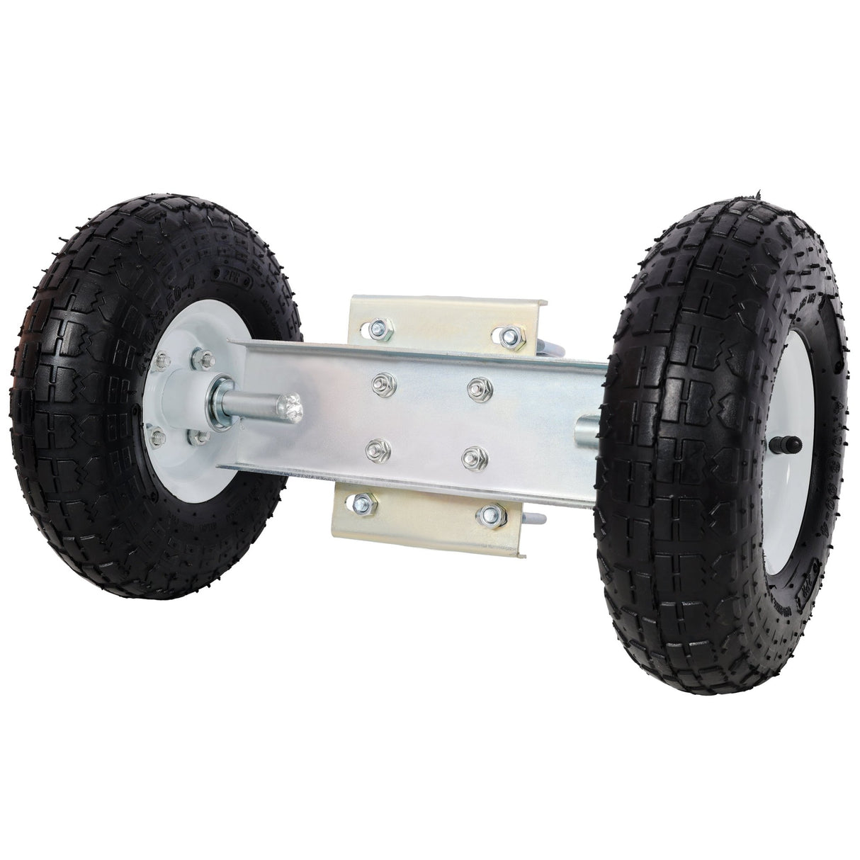 Dual Gate Wheel 10' Pneumatic Tires Zinc Plated Finishing Heavy Duty 300lbs Capacity - Fab Heavy Parts