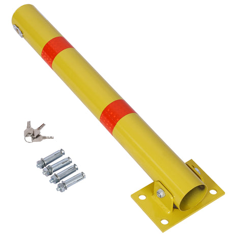 Parking Bollard Pole Barrier with Lock Car Protection Posts Round--Yellow