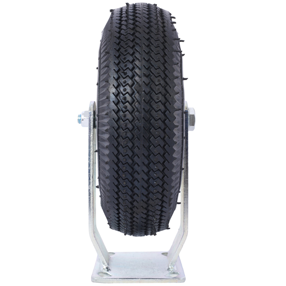 4PCS 10IN Pneumatic Tire(2PCS Swivel +2PCS Rigid) Caster Wheel Swivel Plate Steel Hub with Ball Bearings 5/8-Inch Bore Centered Axle Black