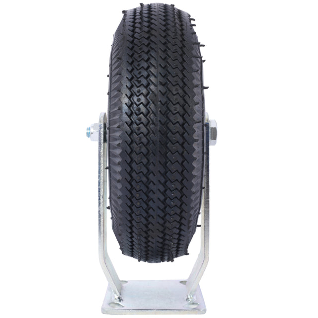 4PCS 10IN Pneumatic Tire(2PCS Swivel +2PCS Rigid) Caster Wheel Swivel Plate Steel Hub with Ball Bearings 5/8-Inch Bore Centered Axle Black