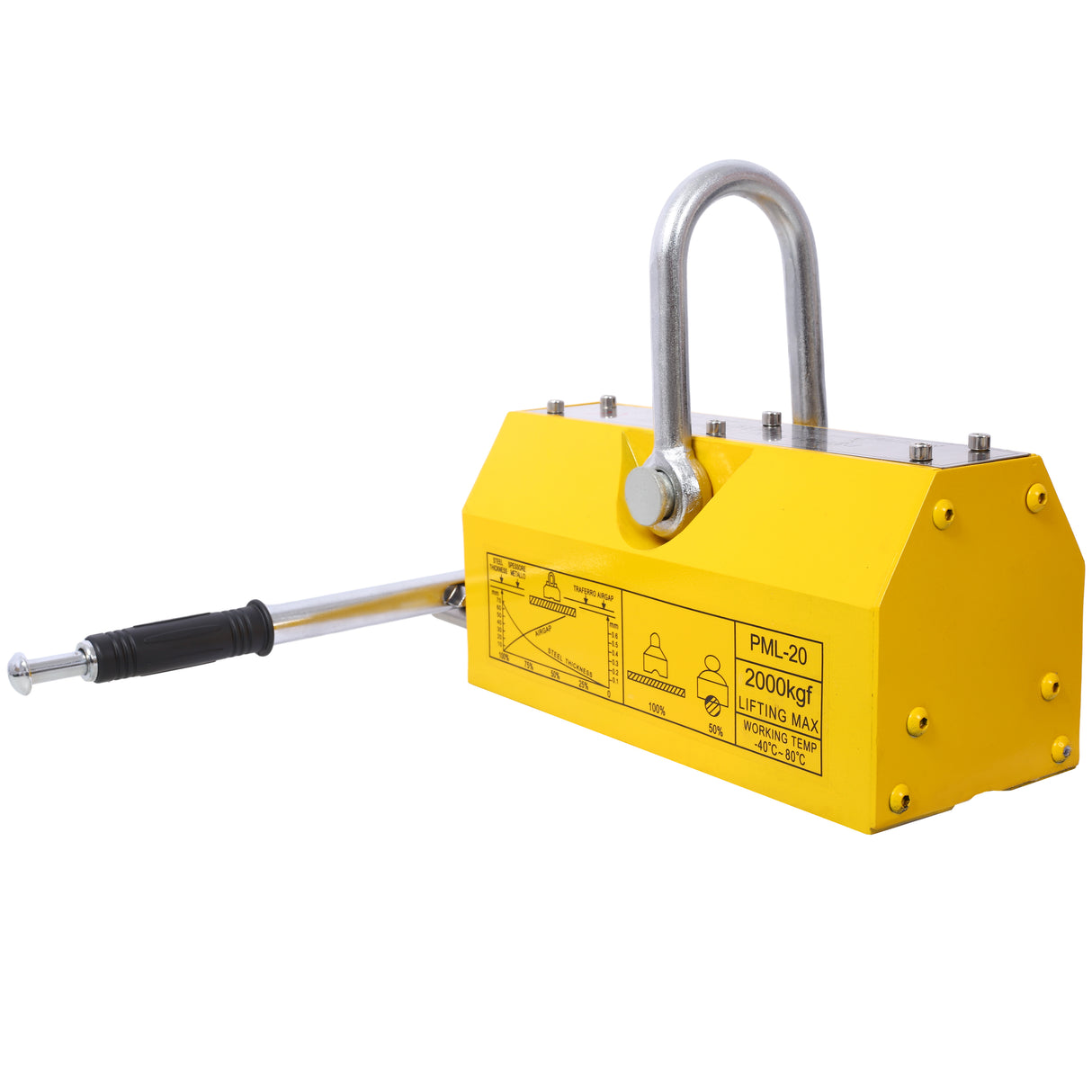 Permanent Magnetic Lifting with Release 4400lbs/2000kg Heavy Duty Magnet 2.5 Safety Factor Neodymium & Steel