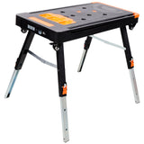 8-in-1 Multifunctional Folding Work Table with US Standard Socket Portable Heavy Duty Workbench with Wheels for Garage Workshop Home Use