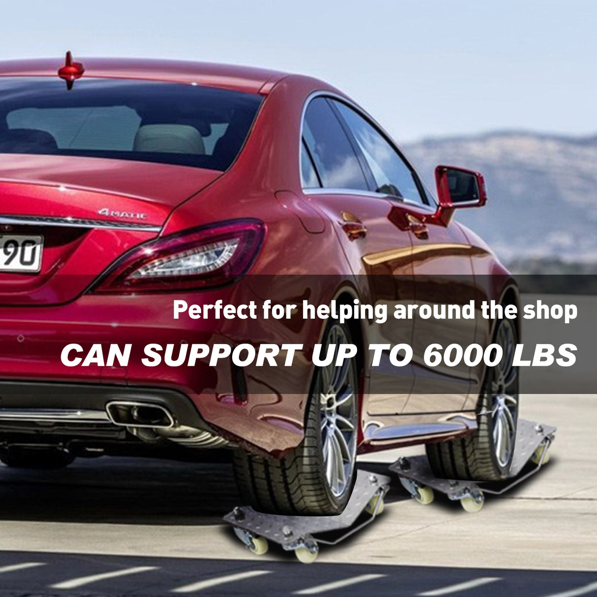 Set of 4 Heavy Duty 4 Tire Wheel Dolly Car Stakes 6000lbs Capacity--Gray