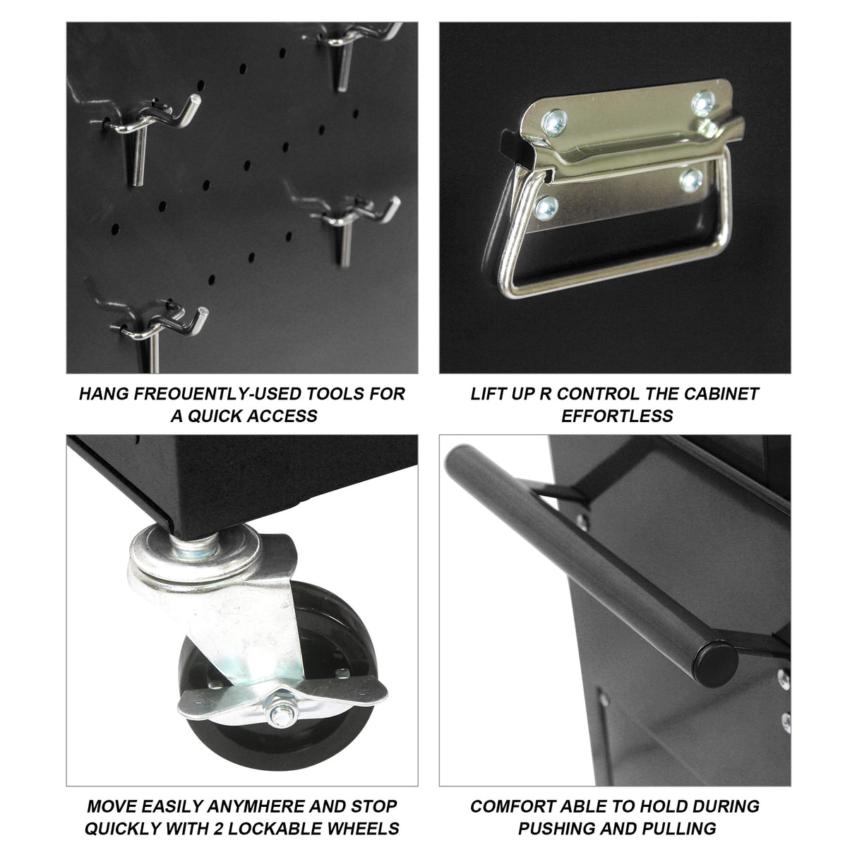 6-Drawer Tool Storage Cabinet High Capacity Rolling Chest with Wheels and Drawers Black