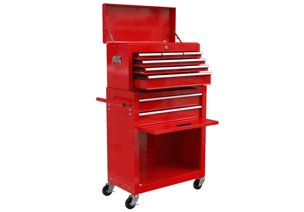 8-Drawer Tool Storage Cabinet High Capacity Rolling Chest with Wheels and Drawers Red