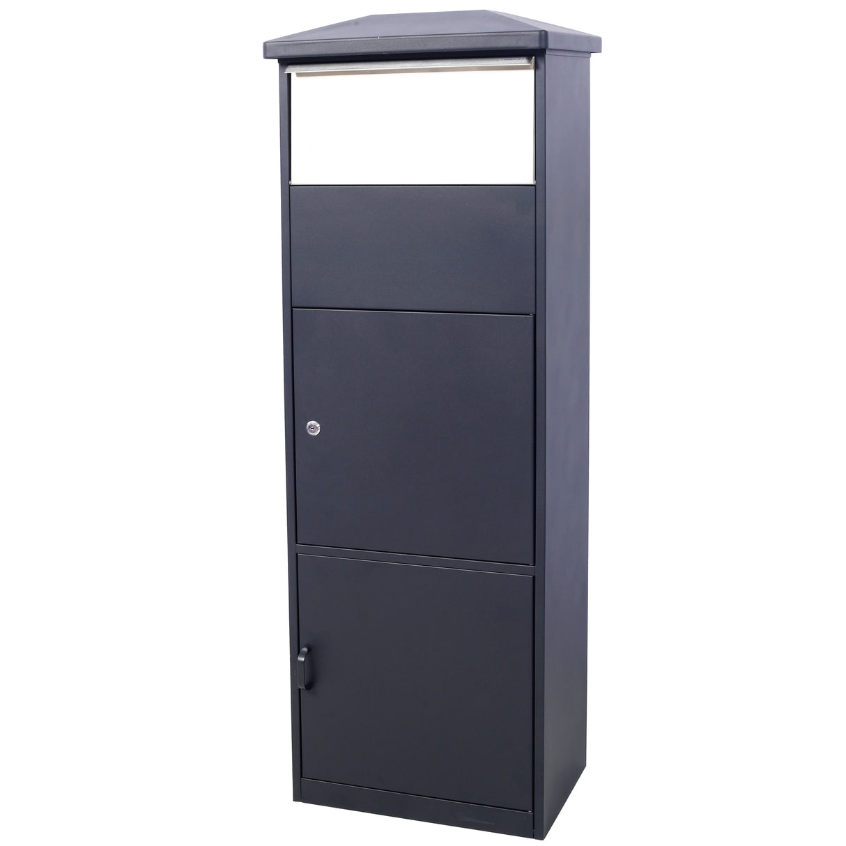 Large Package Delivery Parcel Mail Drop Box Floor Lockable Drop Slot Mail Box with Parcel Compartment--Black