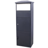 Large Package Delivery Parcel Mail Drop Box Floor Lockable Drop Slot Mail Box with Parcel Compartment--Black