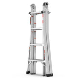 17ft Multi-Position Foldable Aluminum Ladder A-Frame and Straight Ladder ANSI 250lbs--Grey