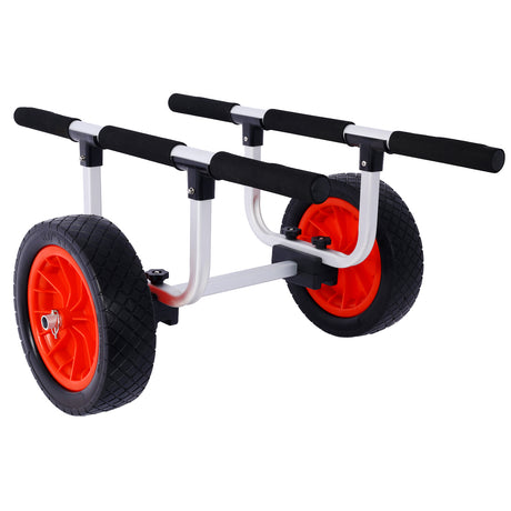 Heavy Duty Kayak Cart Width Adjustable Canoe with 12inch Flatfree Beach Wheels Boat Dolly Trolley with Airless