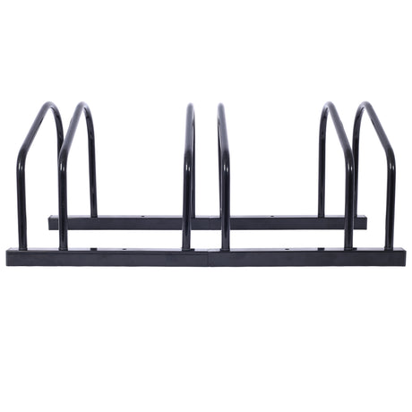 3 Bikes Floor Bike Stand Parking Rack 22-28" Wheel Max Tire Width 2.15" Black Painted