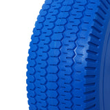 4PCS 10IN X-Large Flat Free Caster Wheel (2PCS Swivel+2PCS Rigid) Swivel Plate Steel Hub with Ball Bearings 5/8-Inch Bore Centered Axle Blue