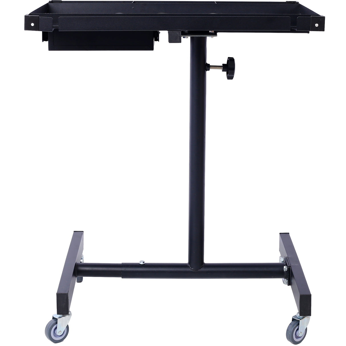 Adjustable Tear Down Work Table with Drawer (4) 2.5" Swivel Casters 220 Lbs Capacity Rubber Corners Heavy Duty Steel--Black