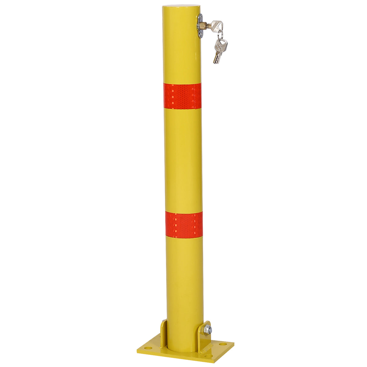 Parking Bollard Pole Barrier with Lock Car Protection Posts Round--Yellow