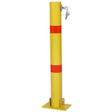 Parking Bollard Pole Barrier with Lock Car Protection Posts Round--Yellow