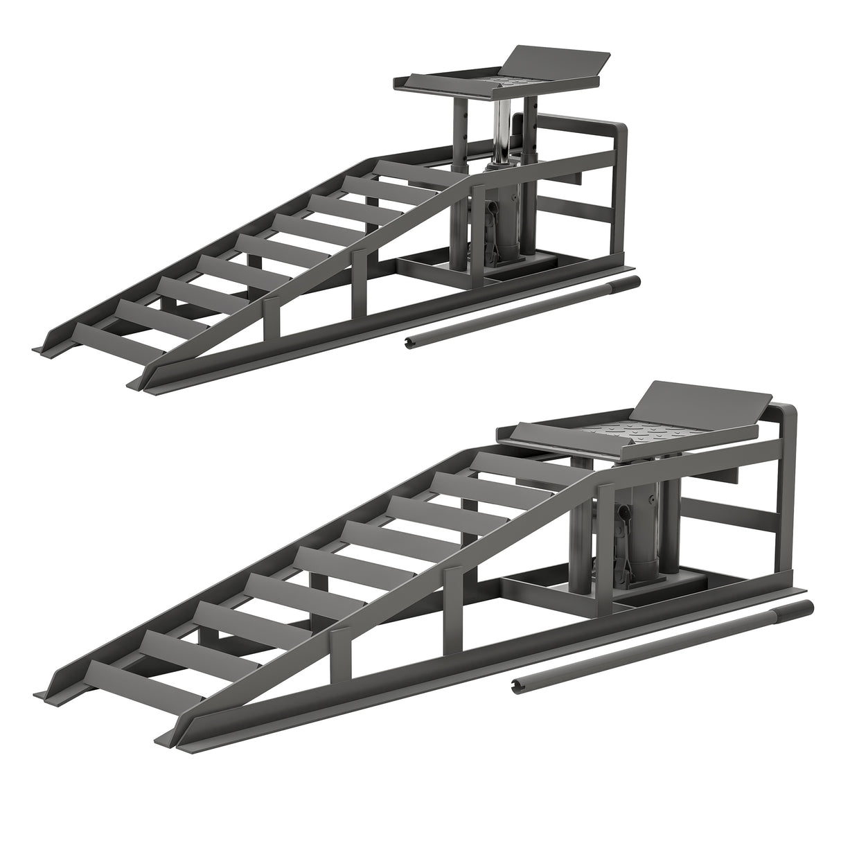 2 Pack Hydraulic Car Ramps 5T 11000lbs Mababang Profile Lift Service Truck Trailer Garage Height Vehicle-Gray