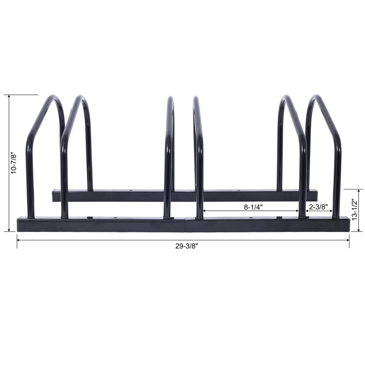 3 Bikes Floor Bike Stand Parking Rack 22-28" Wheel Max Tire Width 2.15" Black Painted