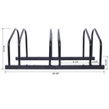 3 Bikes Floor Bike Stand Parking Rack 22-28" Wheel Max Tire Width 2.15" Black Painted
