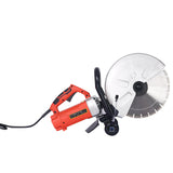 Electric 14" Cut Off Saw Wet/Dry Concrete Cutter Guide Roller with Water Line Attachment 3000w with Blade - Fab Heavy Parts