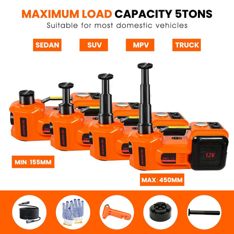 Electric Car Jack kit 5 Ton/11023 LBS Hydraulic Jack Lift with Electric Impact Wrench - Fab Heavy Parts