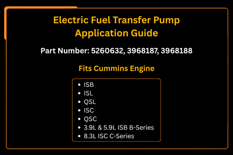 Electric Fuel Transfer Pump 5260632 3968187 3968188 Fits for Cummins Engine ISB ISL QSL ISC QSC 12V - Fab Heavy Parts