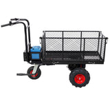 Electric Transportation Cart 24V DC 700W Motor Powered Utility Garden Wagon Dump Cart 660 lbs Load Capacity with Metal Handle & 13 Inch Track Wheels - Fab Heavy Parts